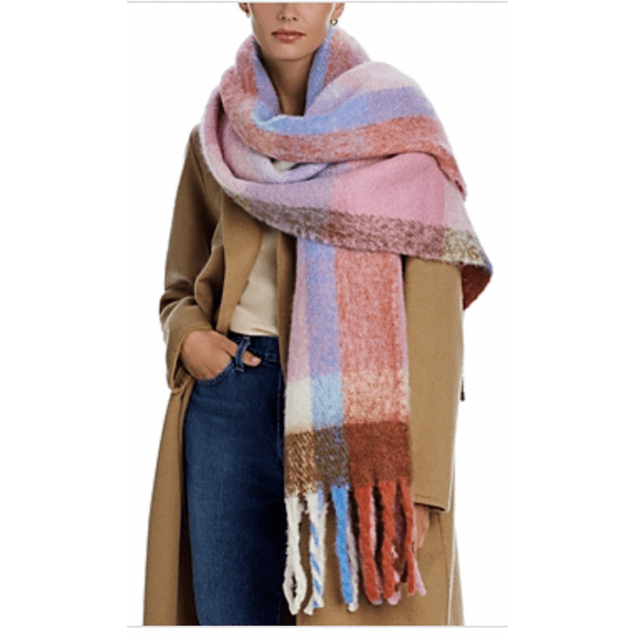Aqua Fringe Scarf Pink/Multi