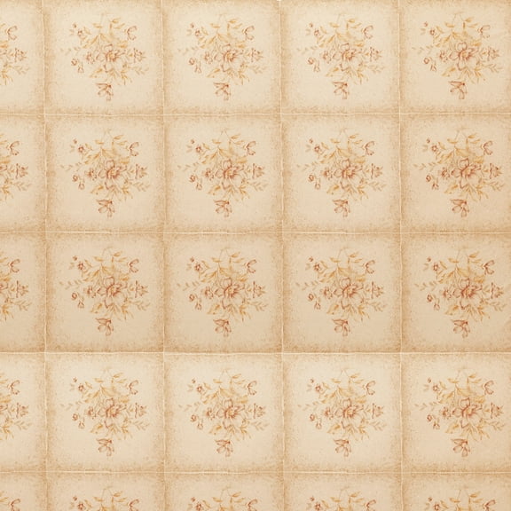 Dundee Deco Peel and Stick Self Adhesive Wallpaper - Geometric Printed Green Flowers in Tiles, 18 ft x 18 in