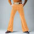 thumbnail image 2 of Men's Retro 60s 70s Velvet Flare Pants Classic Soft Velvet Bootcut Trousers Vintage Disco Party Outfits Yellow 2XL, 2 of 2