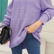thumbnail image 4 of Suéter de cuello barco de manga larga para mujer, top de punto con hombros descubiertos y dobladillo extendido, morado, XL, 4 of 6
