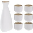 thumbnail image 1 of Japanese Sake Set Ceramic Saki Set with Sake Carafe 6 Sake Cups for Home Restaurant White, 1 of 8