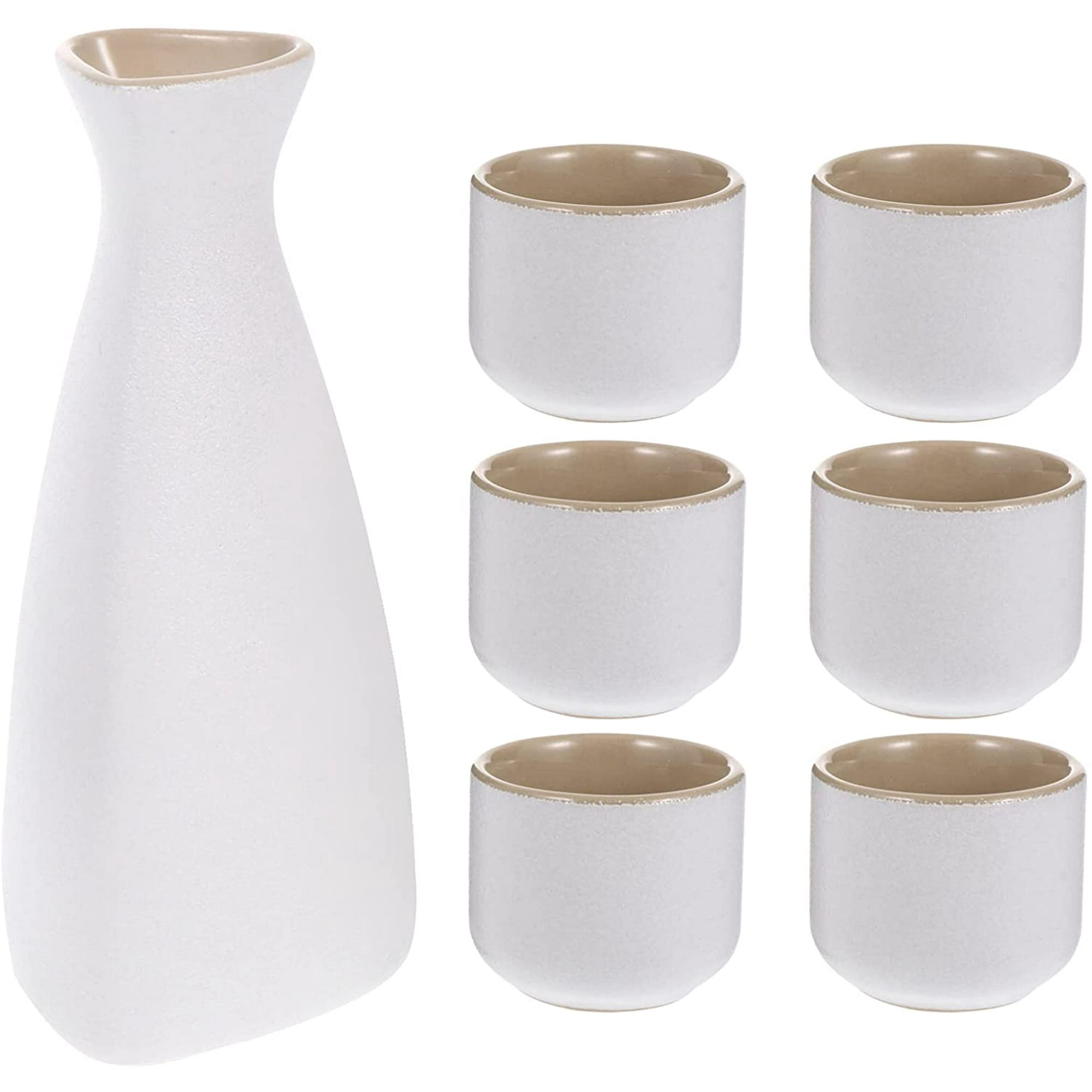 Japanese Sake Set Ceramic Saki Set with Sake Carafe 6 Sake Cups
