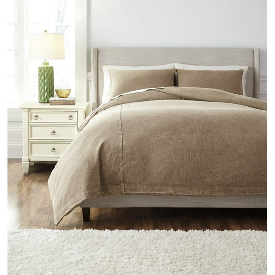 Ashley Solid Queen Duvet Cover Set In Light Brown Com