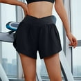 thumbnail image 3 of Pantalones cortos deportivos de entrenamiento para mujer - Cintura alta, doble capa con braguita interior, abertura lateral, bolsillos con cremallera, nailon y spandex, tallas S-XXL, 3 of 6