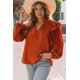 thumbnail image 4 of ABPHQTO Blusa de Mujer Naranja Volantes Plisada Cuello Pico Abotonada, 4 of 5