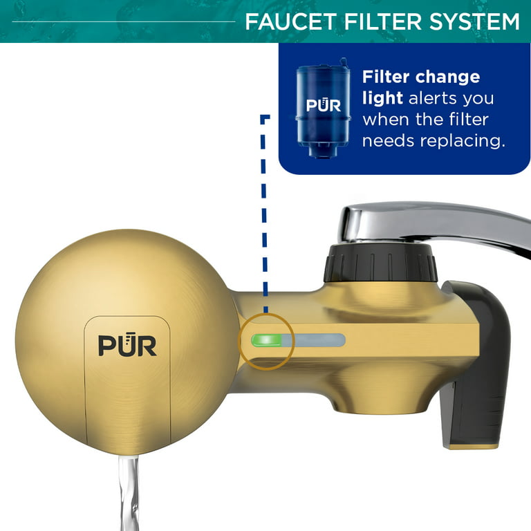 PUR PLUS Faucet Mount Water Filtration System, Horizontal, Brass, PFM410F