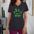 thumbnail image 2 of lcziwo Womens Happy St. Patrick's Day Scrub Tops Short Sleeve Shamrock Graphic Tees Nurse Uniform T Shirt with Pocket Black L, 2 of 7