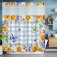 thumbnail image 2 of Sunflower Butterfly No Hook Shower Curtain with Snap in Liner Yellow Bee Sunflower Purple Hydrangea White Daisy Blue Grain Waterproof Bathroom Shower Curtain with See Through Top Window 72" x 78", 2 of 9