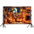 thumbnail image 2 of 7 x 5 ft Halloween Backdrop Pumpkin Haunted House Witches Cottage Photography Background Vintage Room Autumn Halloween Themed Party Decorations Photo Booth Banner, 2 of 5