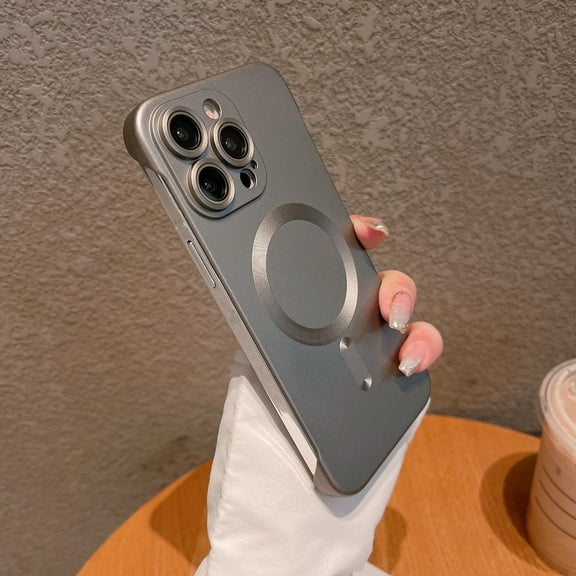 For iPhone 14 Pro Matte Case,  Ultra Thin Stylish Frameless Magnetic Cover [Support Wireless Charging] Compatible with MagSafe Camera Lens Protector Hard Protective Shell, Gold