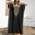 thumbnail image 4 of WMTBSRSW V Neck Kaftan Dresses for Women Plus Size Caftans Loungewear Embroidered Beach Kaftan Cover up mumu House Dress, 4 of 5