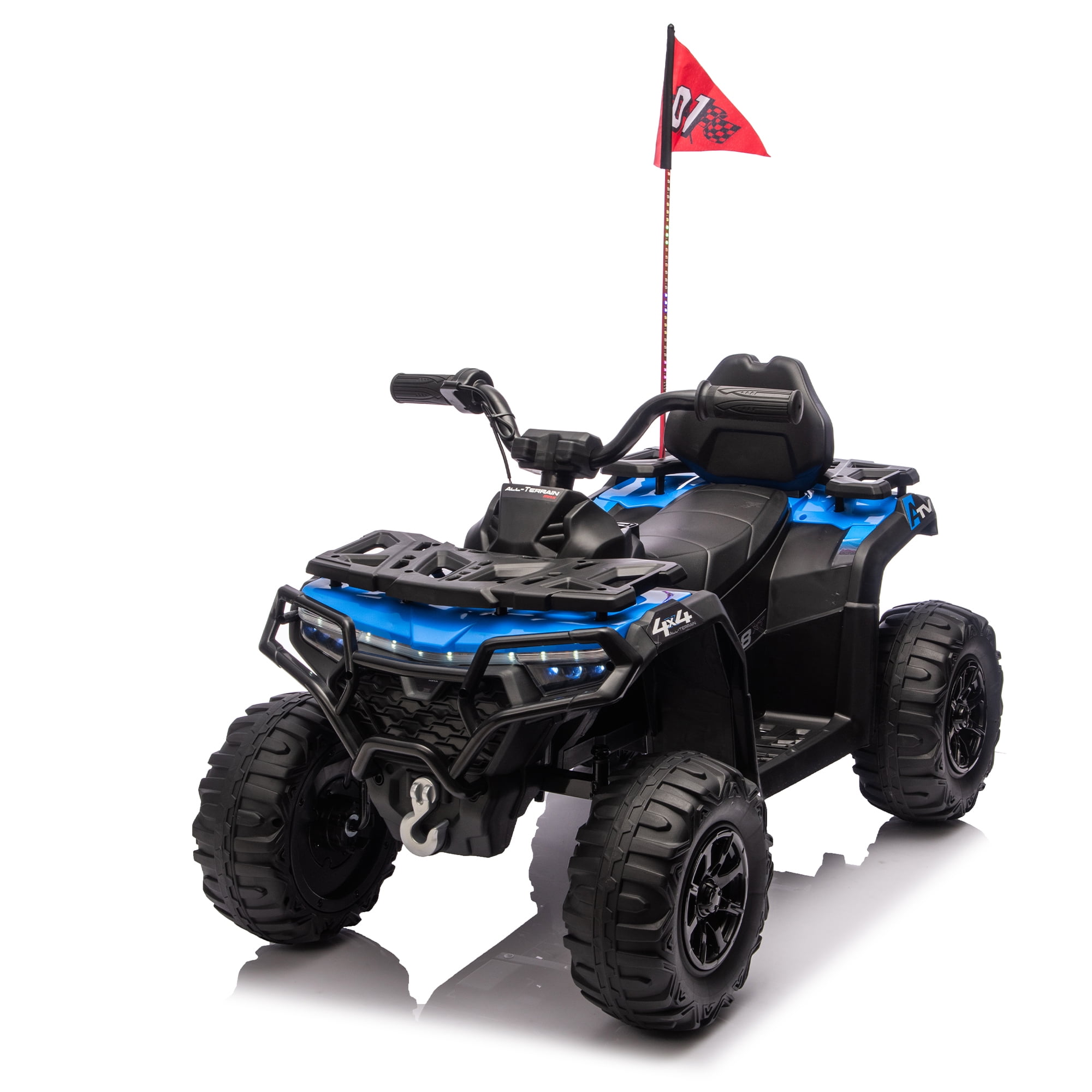 24V 160W Kids Electric Ride on Toys ATV Cars, Off-Road Design Toddler Car with Music Bluetooth USB, Kids' Electric Vehicle with Flags for Boys Girls for 3-6, Blue