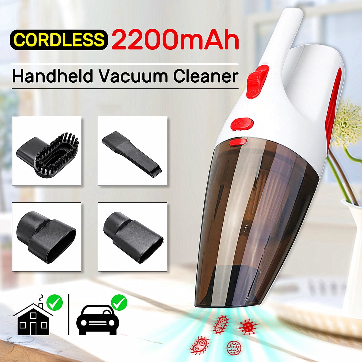 NIUTA Orange DC 12V Corded Auto Vacuum Cleaner for car Portable High Power for Pet Hair Wet and Dry Use