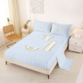 thumbnail image 2 of Erosebridal Kids Monogrammed J Queen Sheet Sets, Gold Sequin Print Bed Set, Blue Line, 4 Pieces, 2 of 5
