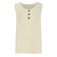 thumbnail image 3 of USSUMA Summer Tops for Women 2025 Women's Tank Tops Sleeveless Round Neck Casual Plus Size Tops for Women Button Knitted Leisure Blouse Comfortable Tshirt Birthday Beige Summer Saving Tank Top Xxxxl, 3 of 5