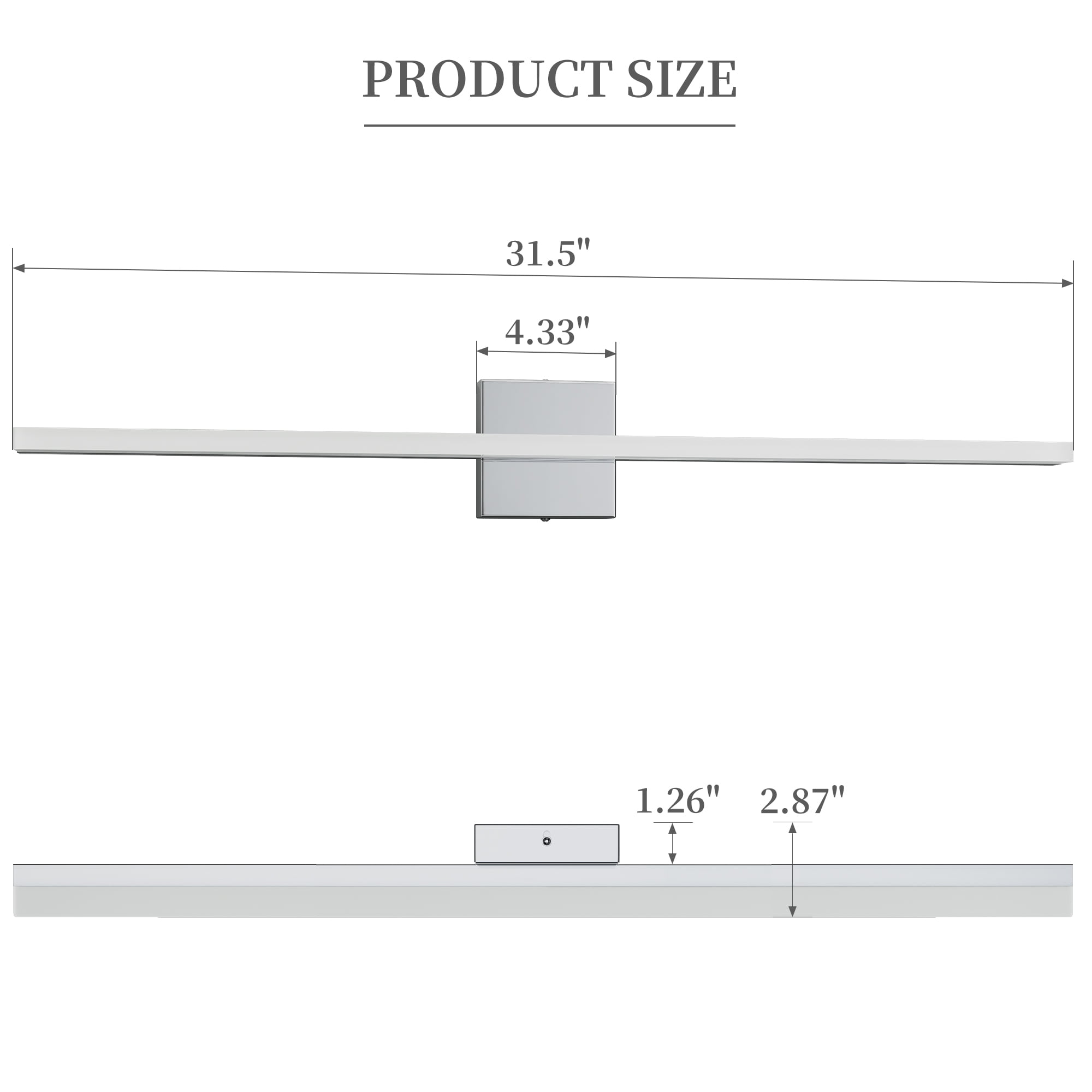 Modern Chrome LED Vanity Lights, LED Bathroom Light Fixtures Over Mirror Bathroom Wall Sconce Bar for Bathroom Mirror Cabinets Bedroom(31.50"-18W)