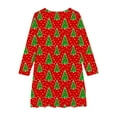 thumbnail image 4 of VERUGU Girls Dresses Children Kids Fall Winter Christmas Printed Princess Dress Long Sleeve Round Neck Dress 4-14 Years, 4 of 4