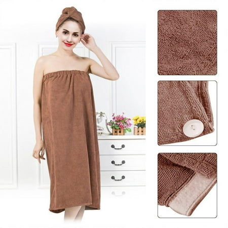 Spa Slender Body Wrap Dilwe Women Soft Bath Body Wrap Set Shower Spa Towel Bath Wrap with Adjustable Hair Drying Cap Hair Turban ()
