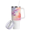thumbnail image 2 of Aircraft Clouds Pink Airplane 40 oz Tumbler with Handle Insulated&nbsp;Travel Mug&nbsp;Lid Straw Leak Proof Steel Vacuum Water Bottles Glasses Fits in Car Cup Holder, 2 of 7