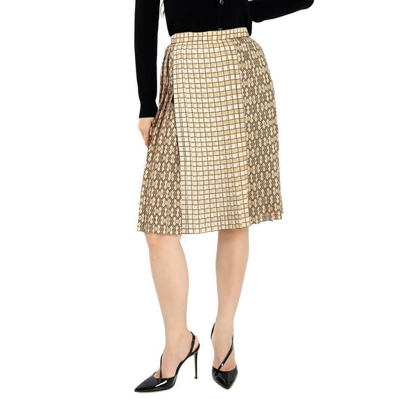 Burberry Ladies Contrast Graphic Print Pleated Skirt, Brand Size 10 (US Size 8)