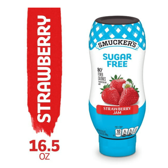 Smucker's 16.5 Ounce Squeeze Sugar Free Strawberry Each (Pack of 4)