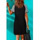 thumbnail image 1 of ABPHQTO Minivestido de mujer de manga corta con estampado Hello Spring negro a rayas torcidas, 1 of 5