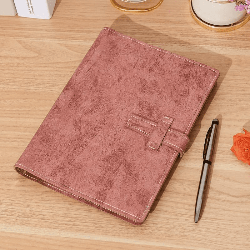 Wonderpool Leather Journal Refillable Binder A6 Writing Notebook Folder Organiser with Dotted Paper & Multi Pockets Cover for Business School Travel (A6, Brown)