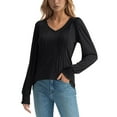 thumbnail image 2 of 2025 Womens Tops Long Sleeve Shirts Casual Fall Winter Tunics Pleated V Neck Fashion, 2 of 4