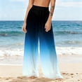 thumbnail image 4 of Mesh Cover Up Pants for Women High Waisted Sheer Wide Leg Beach Trousers Abstract Print See Through Loose Swimsuit Coverups for Pool, 4 of 7