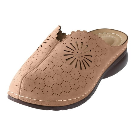 

sandals for Women Fashion Summer Women Sandals Wedge Heel Thick Bottom Round Toe Hollow Breathable And Lightweight PU Dress Sandals for Women Khaki