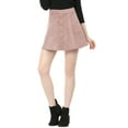 thumbnail image 5 of INSPIRE CHIC Women's Faux Suede Button Front A-Line High Waisted Mini Short Skirt XL Pink, 5 of 7