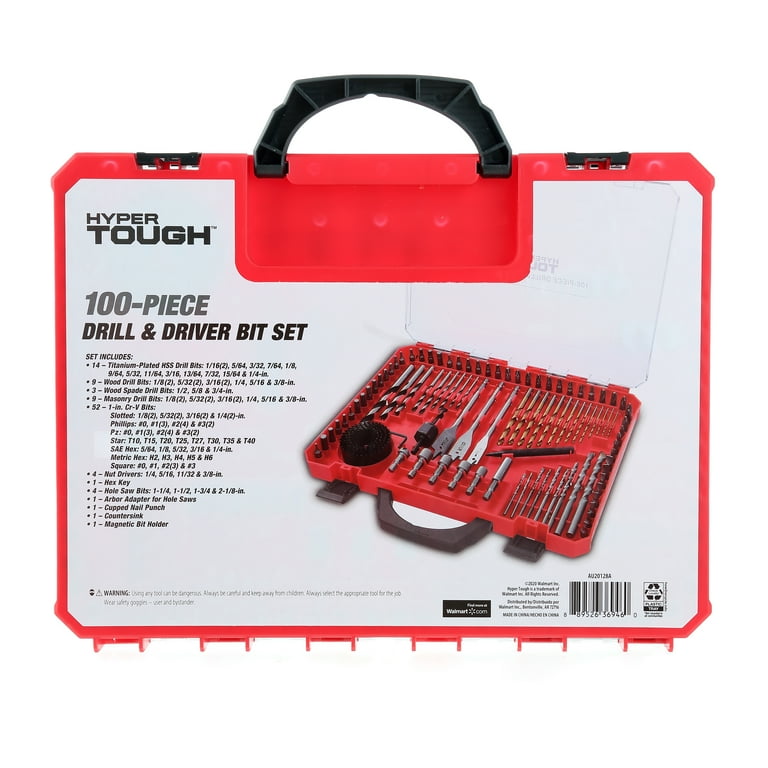 Hyper Tough 100 Piece Drill Bit and Driver Kit AU20128A Walmart