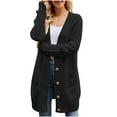 thumbnail image 1 of Yuyuzo Womens Long Cardigans Chunky Cable Knit Sweaters Button down Open Front Outerwear with Pockets, 1 of 4