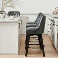 thumbnail image 4 of CHITA Upholstered Swivel Counter Bar Stool with Tufted Back Set of 2,Faux Leather in Dark Grey, 4 of 13