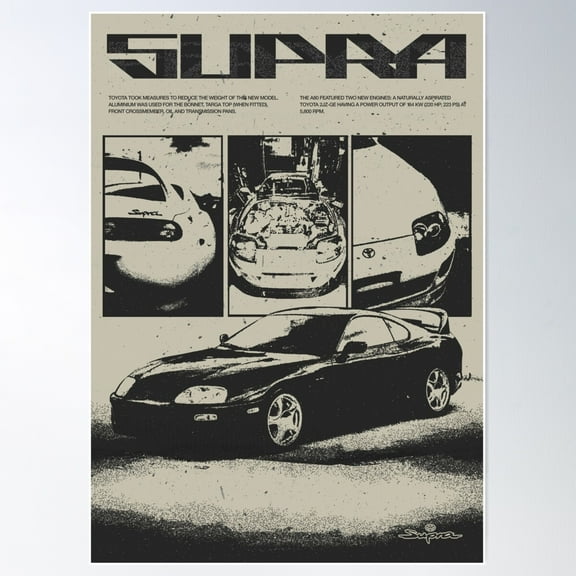 Toyota Supra Mk4 Retro Style Poster Wall Art, Modern Wall Decor, 8x12 UNFRAMED