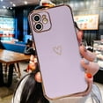 thumbnail image 2 of for iPhone 12 Pro Max Case Women Girls, Cute Heart Design with Luxury Plating Bumper, Soft TPU Shockproof Back Cover with Full Camera Protection for iPhone 12 Pro Max Phone Case, Purple, 2 of 12