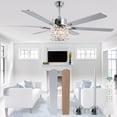 thumbnail image 5 of Cusp Barn 65" Vintage Crystal Shade Ceiling Fan with Lights and Remote Control, All Seasons DC Motor Reversible Fan with Lights, 5 of 16