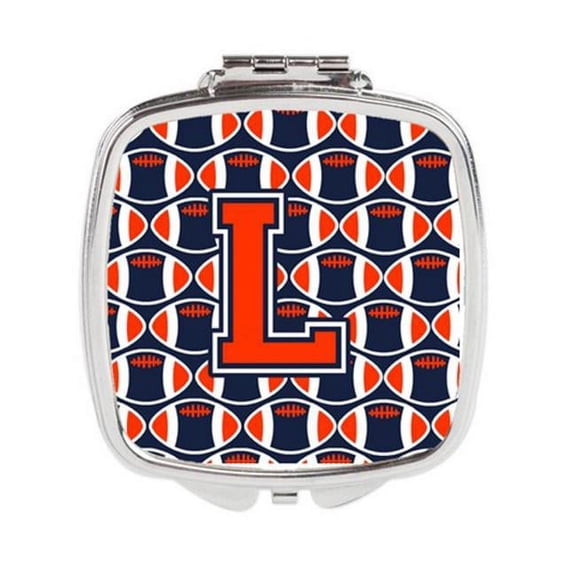 Letter L Football Orange - Blue & White Compact Mirror
