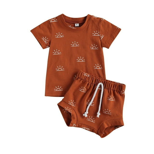 Ensemble Haut et Short Imprimé Soleil pour Enfants Garçons 0-3 Ans Tenue d'Été