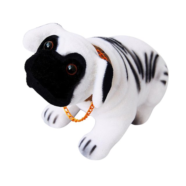 Estatua de perro con cabeza meneante, decoración para cachorro de coche, bonitos accesorios para coche, regalo de inauguración de la casa Blanco