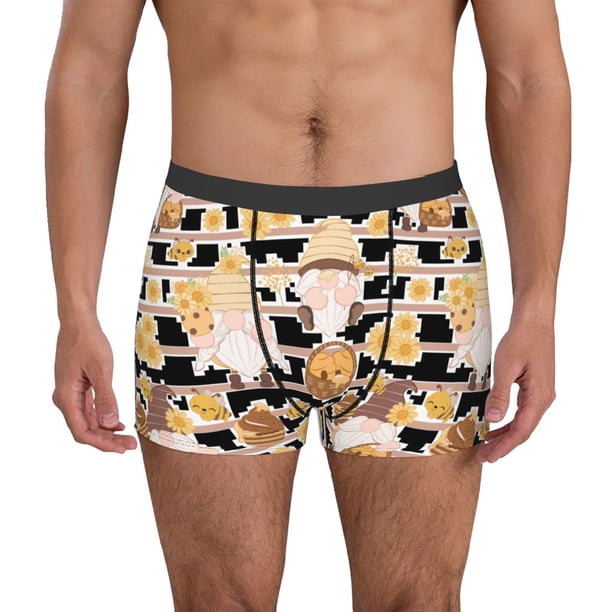 Balery Cute Bee Gnome Calzoncillos bóxer para hombre, ropa interior de algodón suave y transpirable con cinturilla de nailon-XX-Large