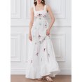 thumbnail image 4 of Gupgi Women Summer Long Beach Dresses Sleeveless Square Neck Embroidery Tiered Dresses Midi Slip Dress, 4 of 9
