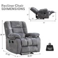 thumbnail image 3 of Bonzy Home Fauteuil Inclinable Manuel Surdimensionné avec Massage, Chauffage, Canapé Inclinable Surdimensionné avec Poches Latérales, pour Salon, Chambre, Gris Clair, 3 of 7