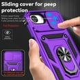 thumbnail image 4 of KOMI Case Compatible with iPhone 16E 2025 with Sliding Lens Cover, Military Armor Shockproof Protective Case with 360° Rotating Stand for Men Women Purple, 4 of 8