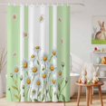 thumbnail image 6 of Shower Curtain Watercolor Daisy Leaf Shower Curtains for Bathroom Decor, Waterproof Polyester Shower Curtain Set with Hooks, Extra Long 72" x 84" Green Stripes, 6 of 9