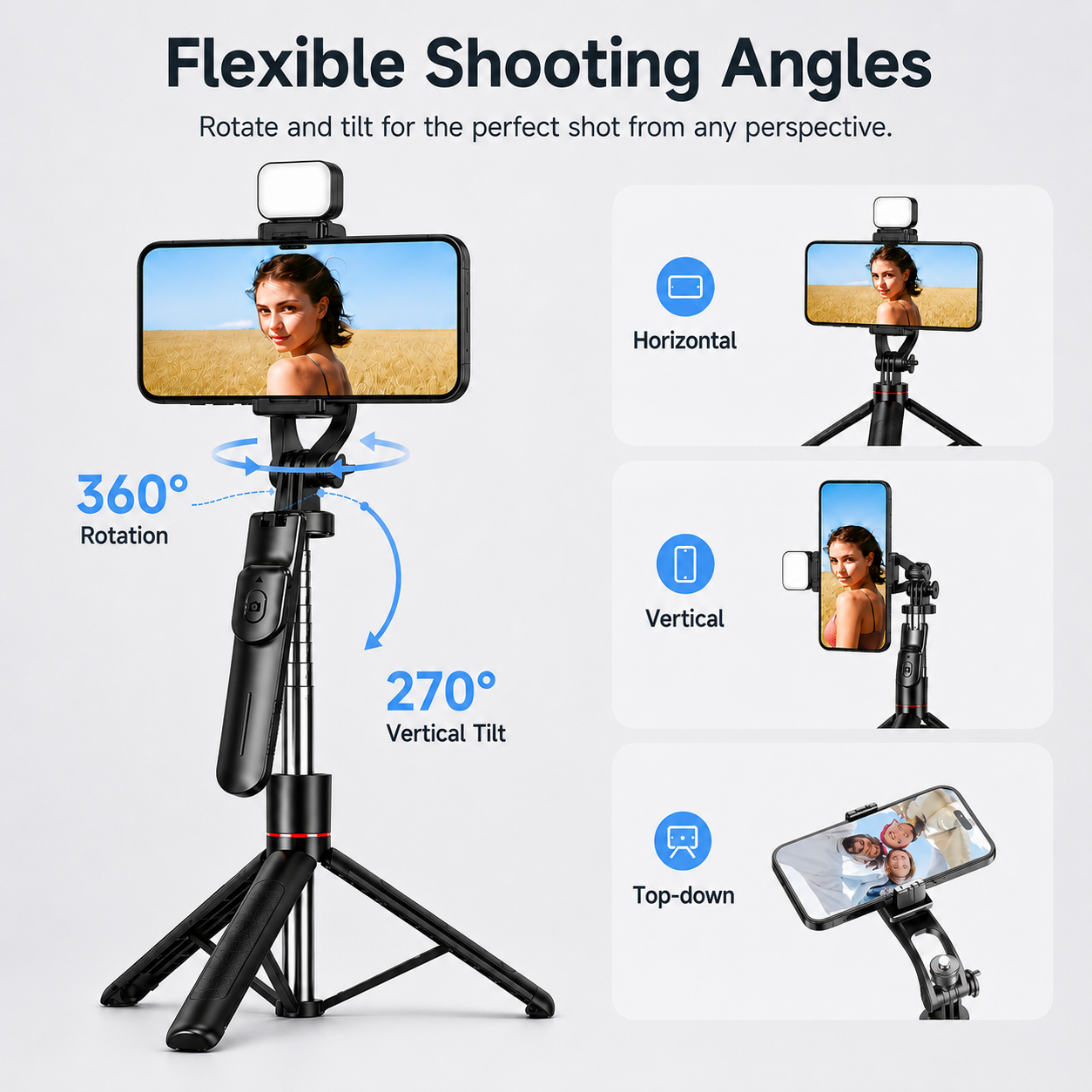 MUNXSRI 67" Phone Tripod with LED Fill Light & Remote photo 4