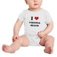 thumbnail image 2 of I Heart Virginia Beach Love Funny Baby Rompers (White, 6-12 Months), 2 of 5