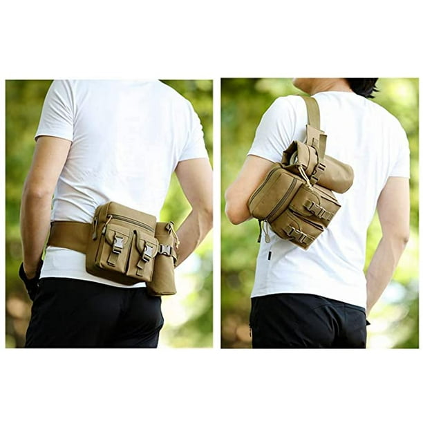 Sac Banane Tactique étanche Noir - Avec Porte-bouteille Pour Randonnée