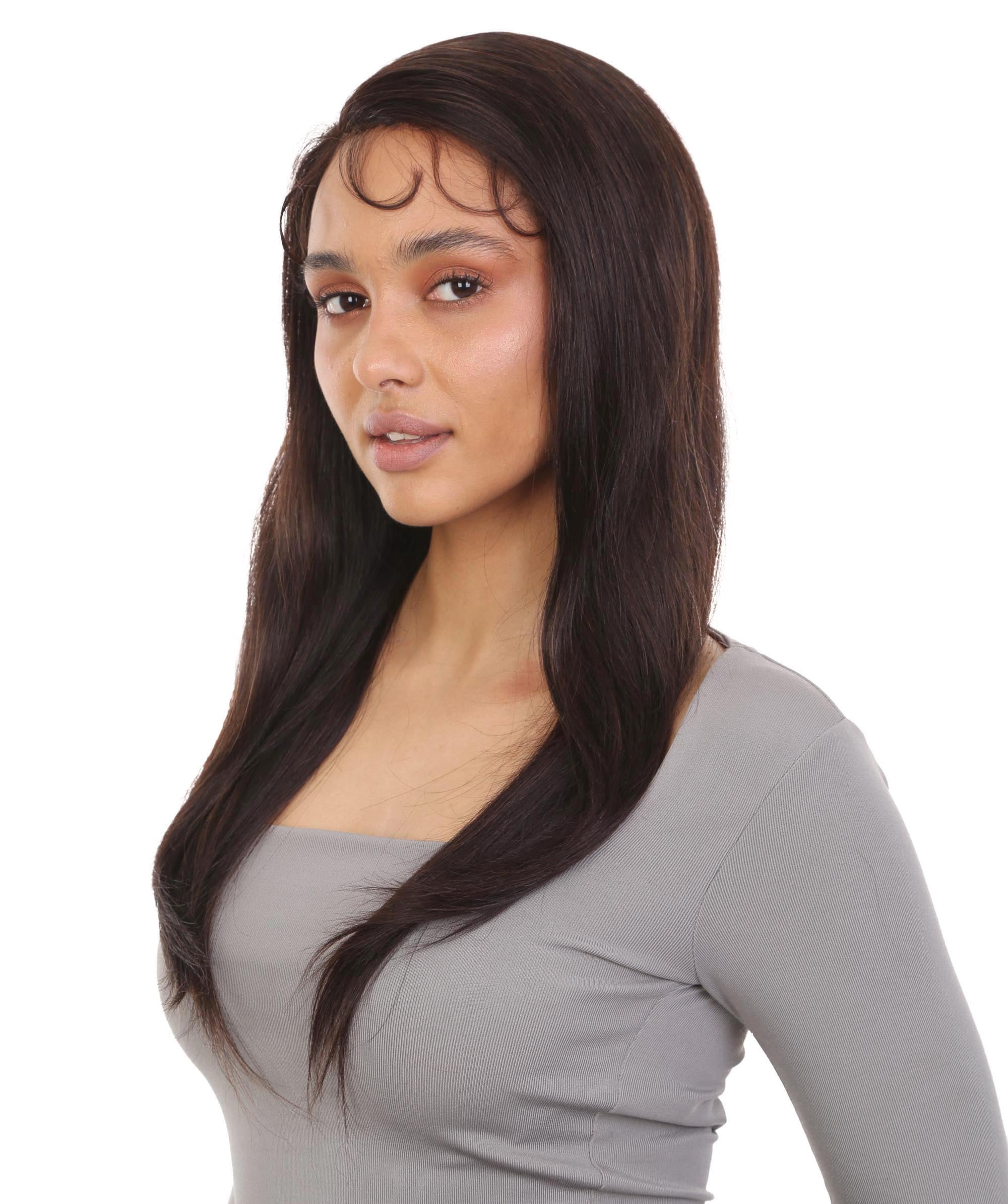 LUXLUXE Dana 21" 100% Human Hair Lace Front Wig with 3.5x13-inch HD Lace, Heat-styleable Human Hair, (NATURAL)