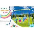 thumbnail image 3 of 3-in-1 Swing Set for Backyard, Heavy Duty Metal Swing Set with 2 Swings and Climbing Ladder, Kids Outdoor Swing Play Set, L0345, 3 of 10